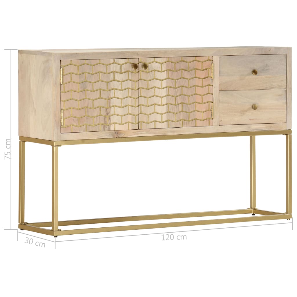 golden sideboard 120x30x75 cm solid mango wood