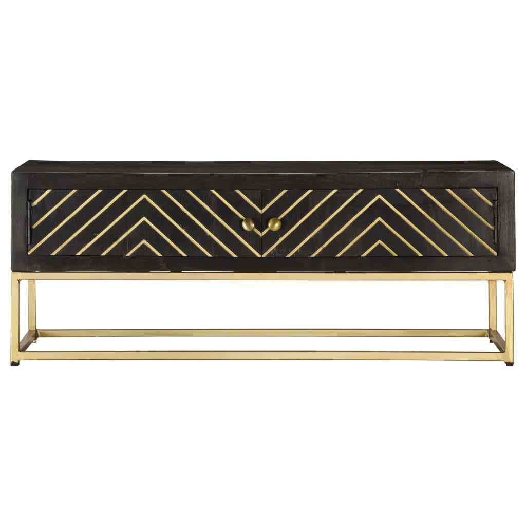 Coffee table Black and gold 90x50x35 cm Solid mango wood