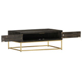 Coffee table Black and gold 90x50x35 cm Solid mango wood