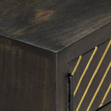 Coffee table Black and gold 90x50x35 cm Solid mango wood