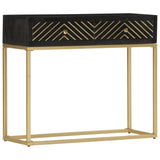 Table console Noir et doré 90x30x75 cm Bois de manguier massif