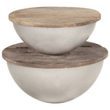 Set of 2 coffee tables Bowl shape Solid mango wood