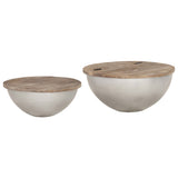 Set of 2 coffee tables Bowl shape Solid mango wood