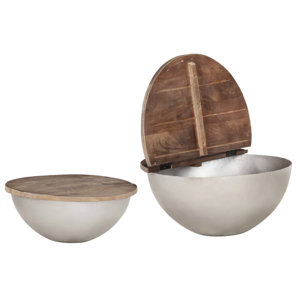 Set of 2 coffee tables Bowl shape Solid mango wood