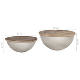 Set of 2 coffee tables Bowl shape Solid mango wood