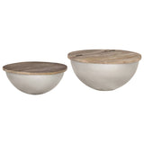 Set of 2 coffee tables Bowl shape Solid mango wood