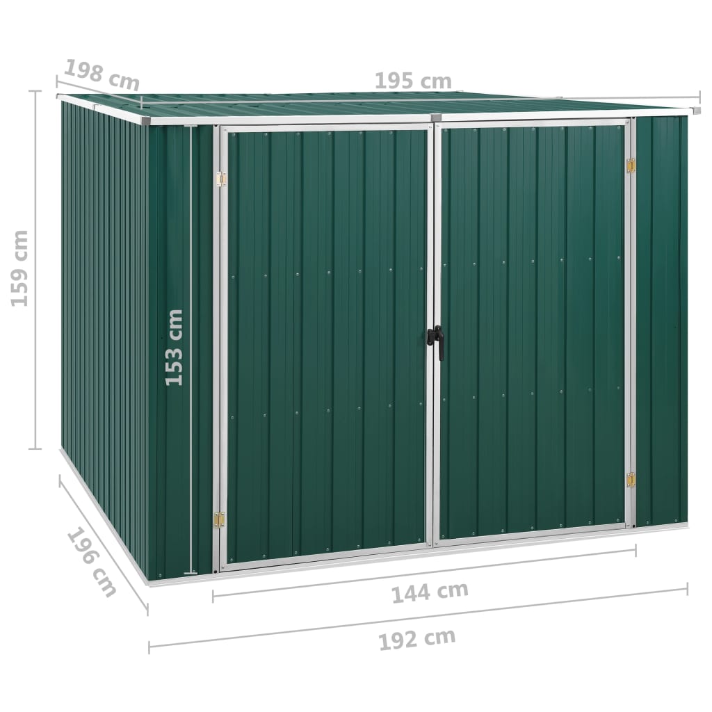 Green garden shed 195x198x159 cm Galvanized steel