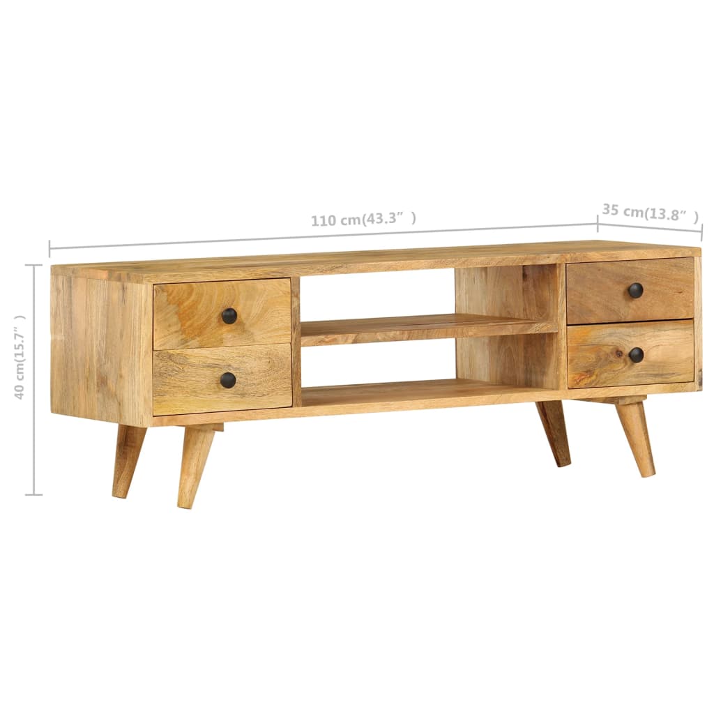 Meuble TV 110x35x40 cm Bois massif de manguier