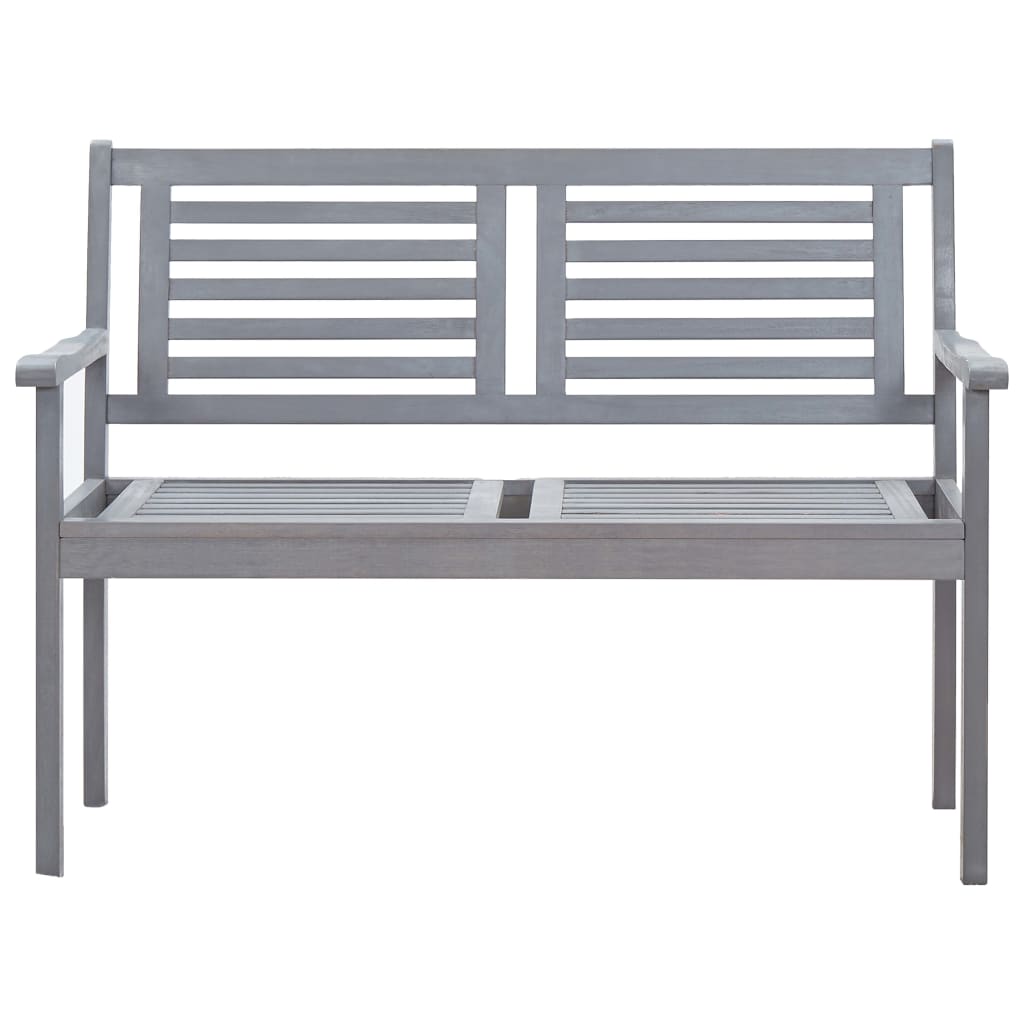 Banc de jardin 2 places 120 cm Gris Bois d'eucalyptus solide