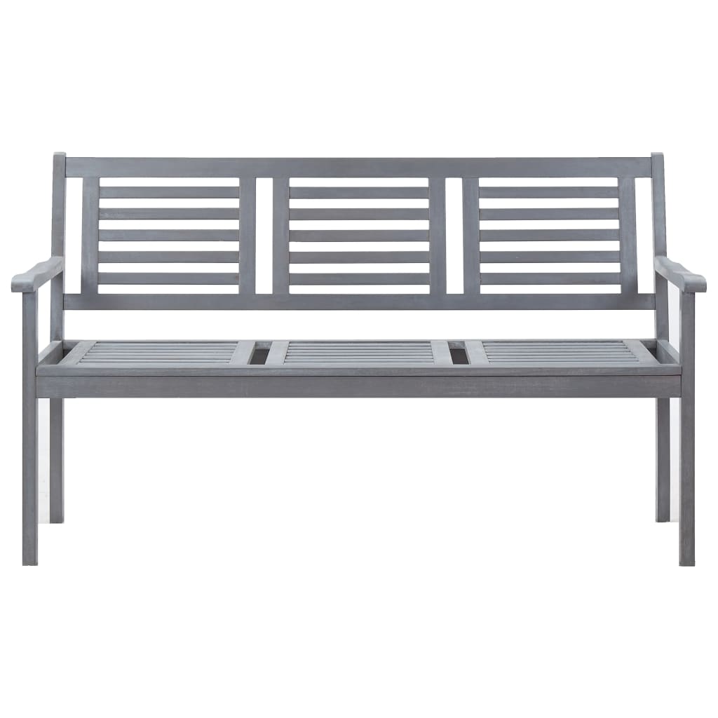 Banc de jardin 3 places 150 cm Gris Bois d'eucalyptus solide