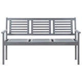 Banc de jardin 3 places 150 cm Gris Bois d'eucalyptus solide