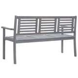 Banc de jardin 3 places 150 cm Gris Bois d'eucalyptus solide