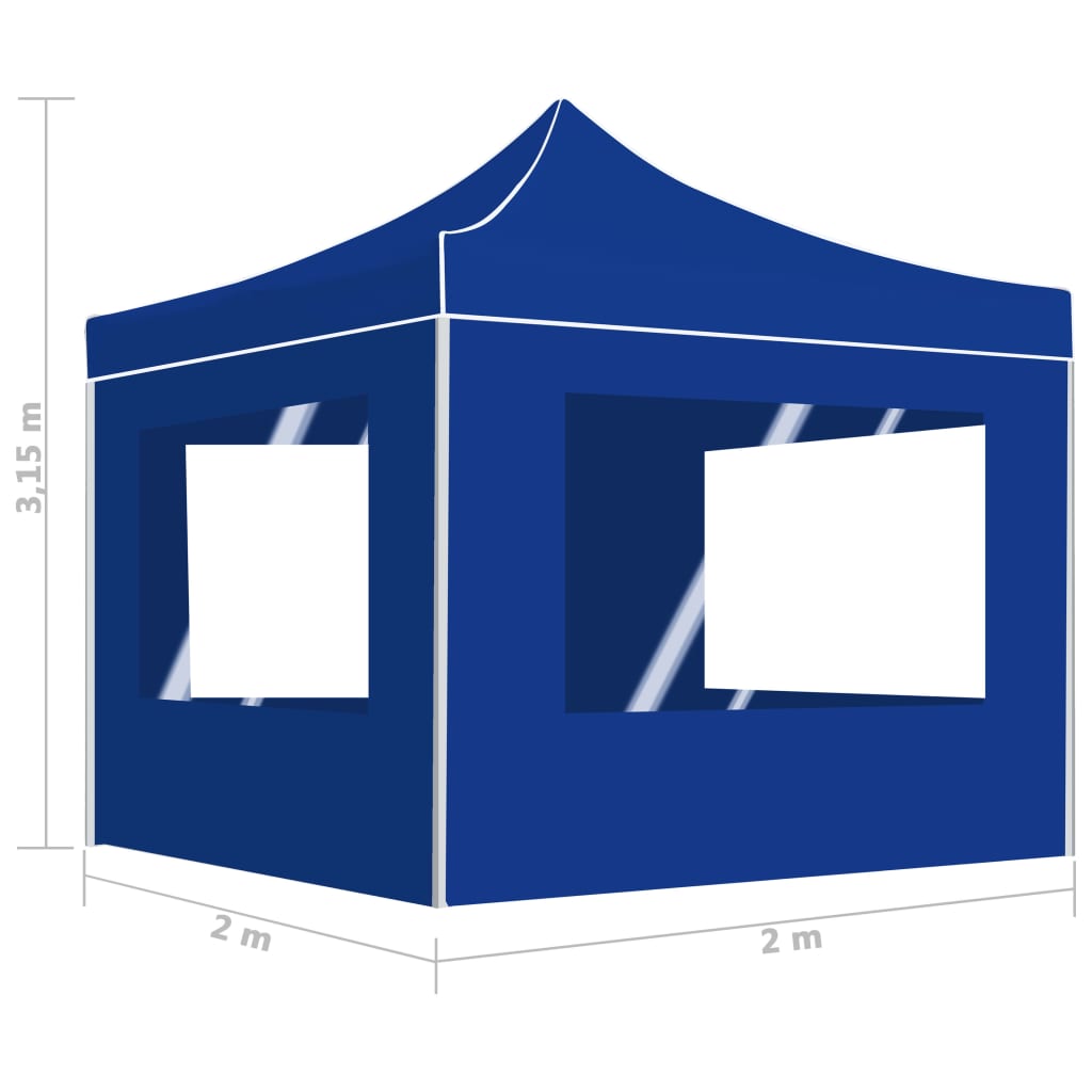 Tente de réception pliable avec parois Aluminium 2x2 m Bleu