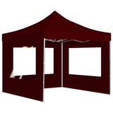 Tente de réception pliable avec parois Aluminium 2x2 m Bordeaux