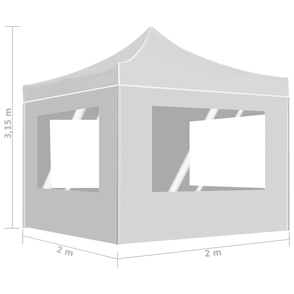 Tente de réception pliable avec parois Aluminium 2x2 m Blanc