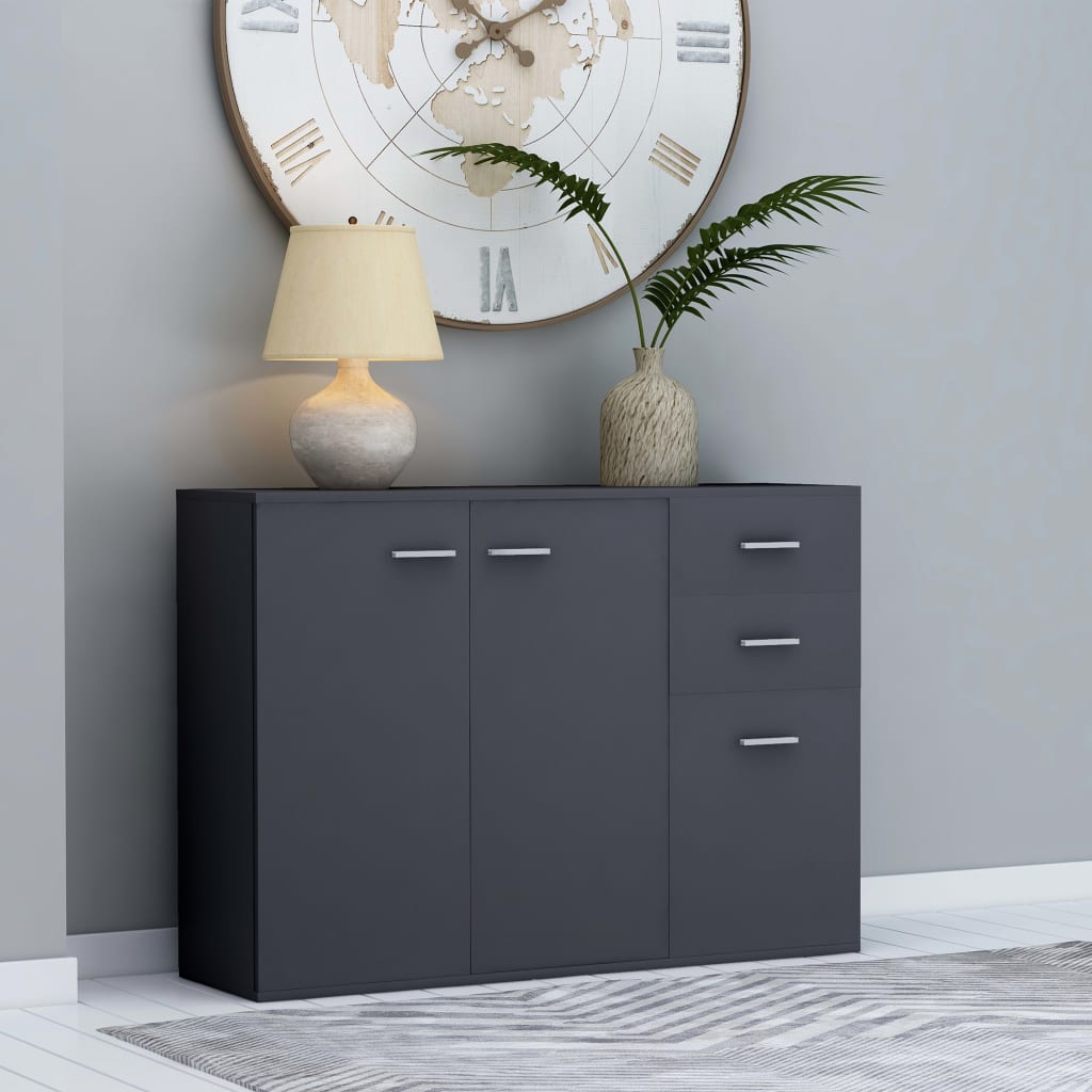 Grey Sideboard 105x30x75 cm Engineered Wood