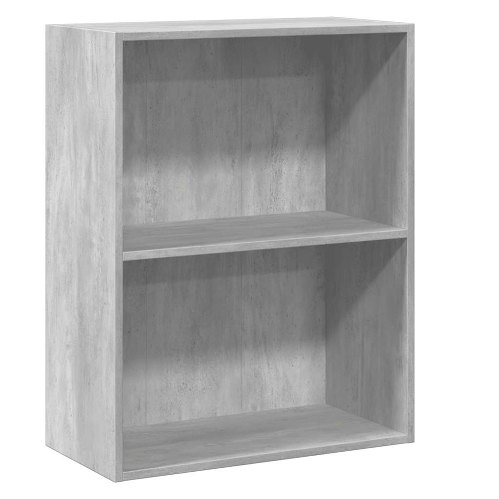 2-Tier Bookcase Concrete Gray Engineered Wood