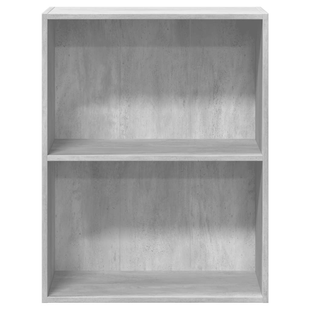 2-Tier Bookcase Concrete Gray Engineered Wood