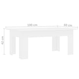 Coffee table White 100x60x42 cm Engineered wood