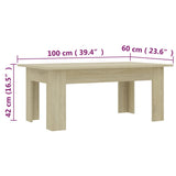 Table basse Chêne sonoma 100x60x42 cm Bois d’ingénierie