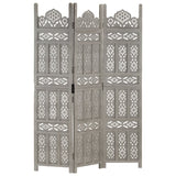 3-panel partition wall Grey 120x165 cm Mango wood