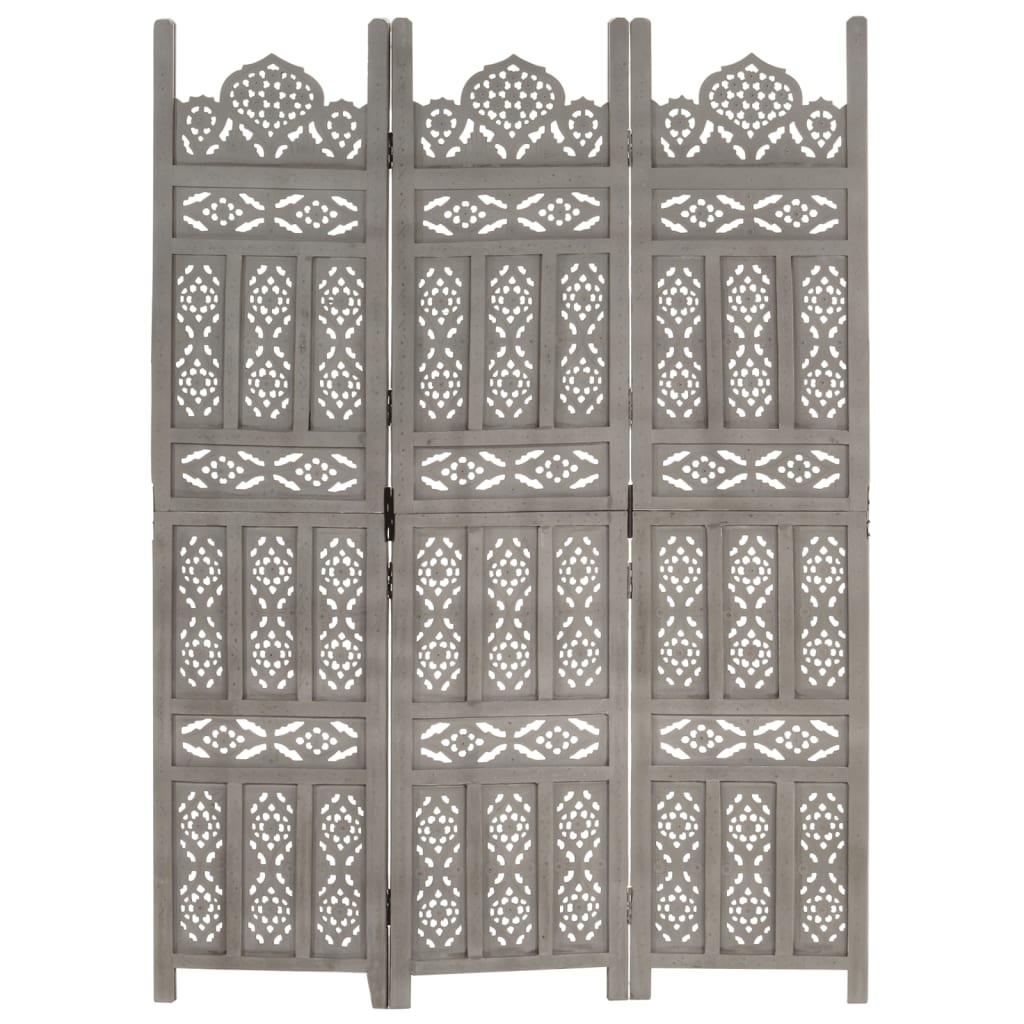 3-panel partition wall Grey 120x165 cm Mango wood