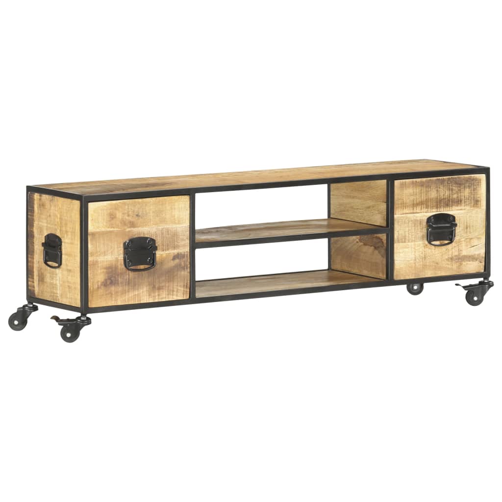 Meuble TV 130x30x39 cm Bois massif de manguier