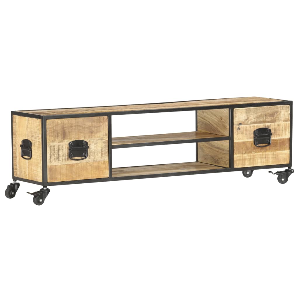 Meuble TV 130x30x39 cm Bois massif de manguier