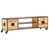 Meuble TV 130x30x39 cm Bois massif de manguier