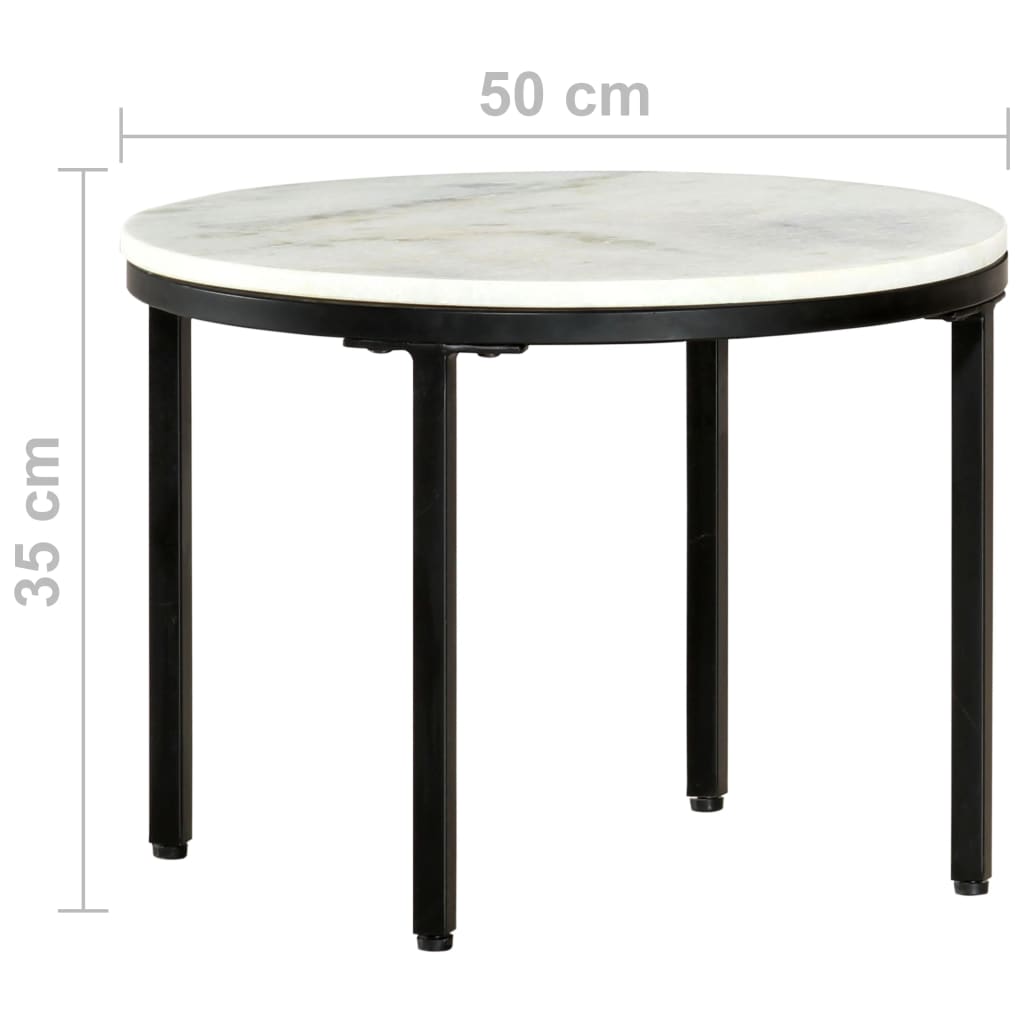 Couchtisch Weiß und Schwarz Ø50 cm Echter massiver Marmor