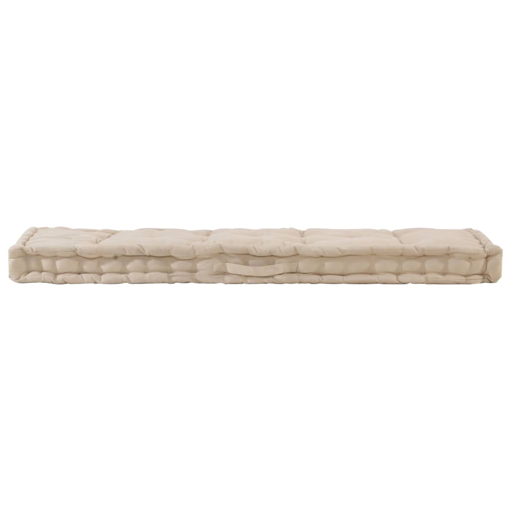 Coussin de plancher de palette Coton 120x40x7 cm Beige