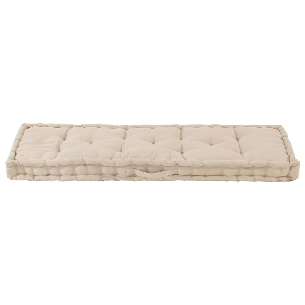 Coussin de plancher de palette Coton 120x40x7 cm Beige