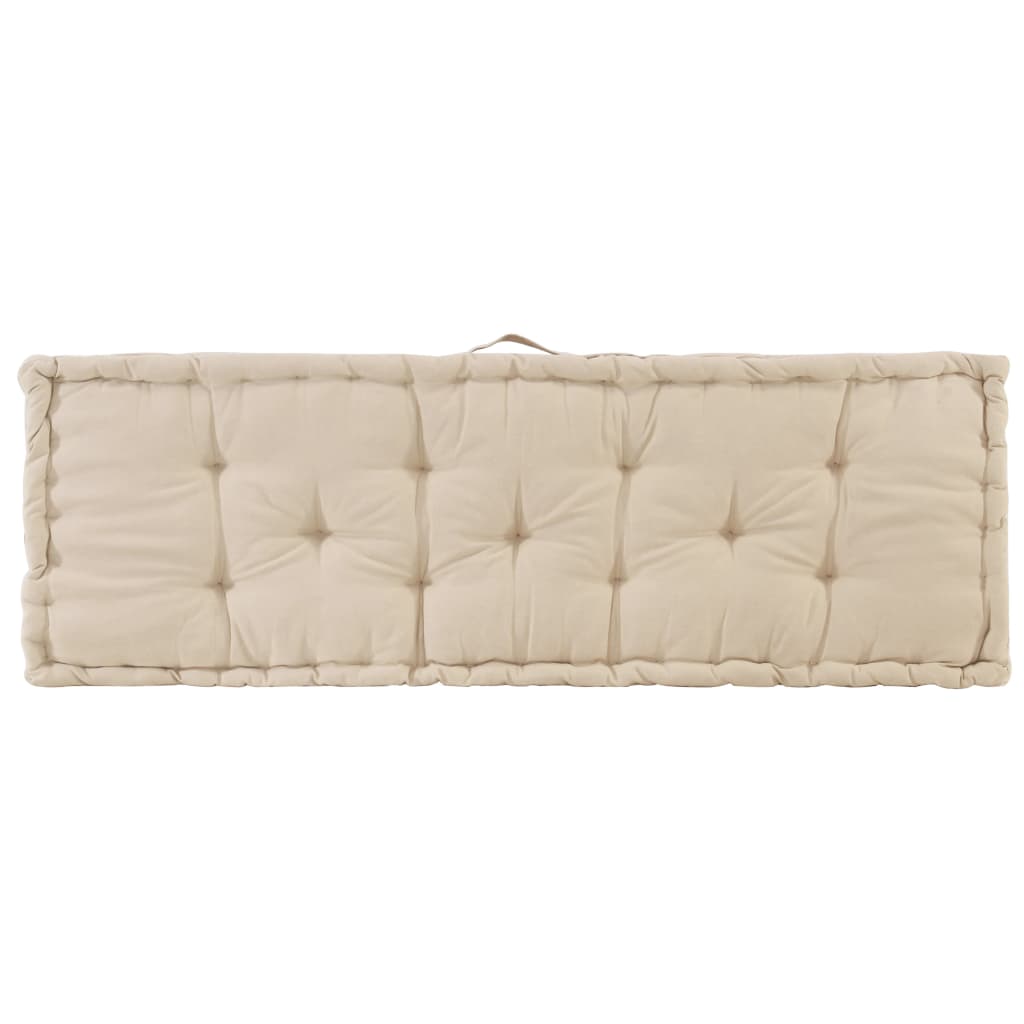 Coussin de plancher de palette Coton 120x40x7 cm Beige