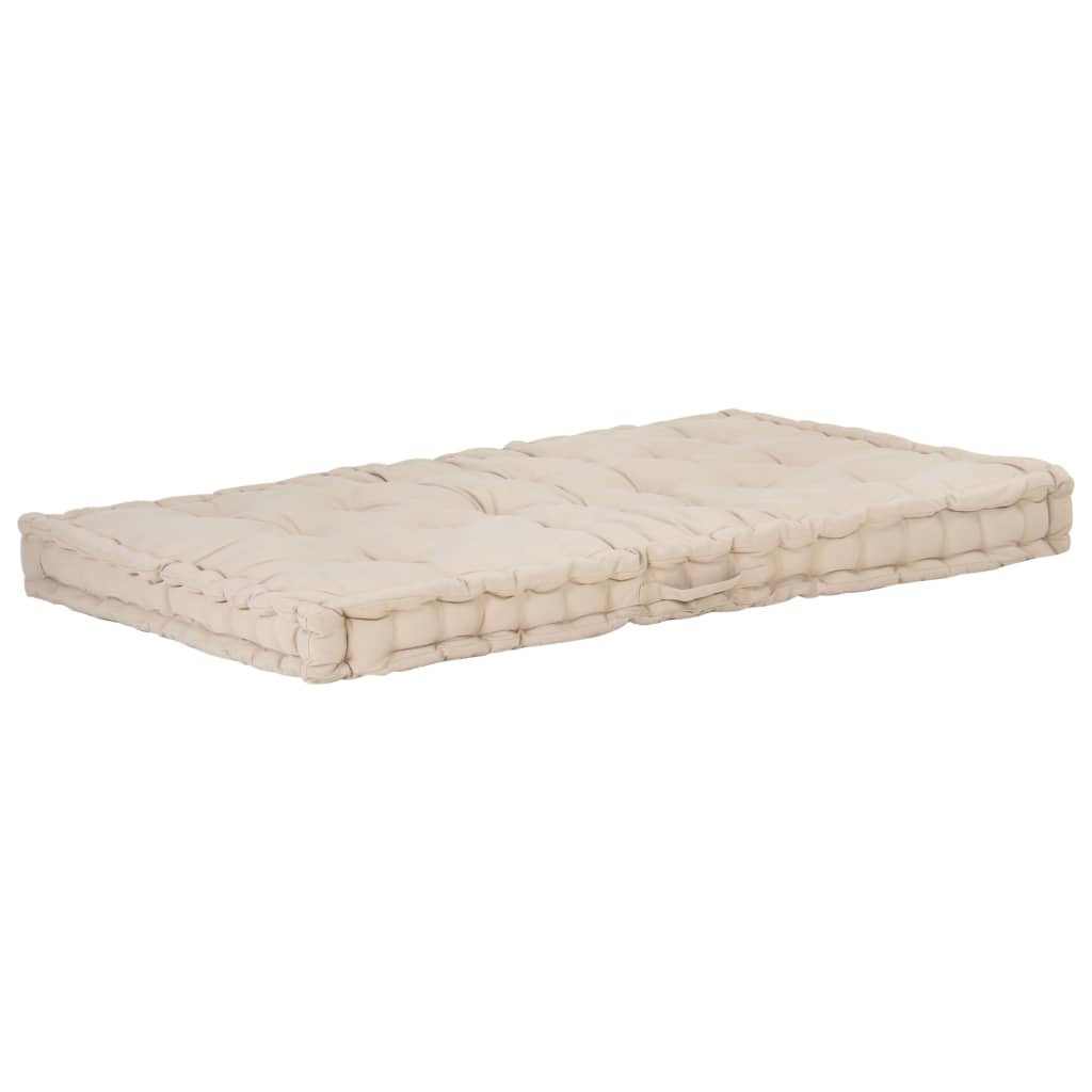 Palettenbodenkissen Baumwolle 120x80x10 cm Beige