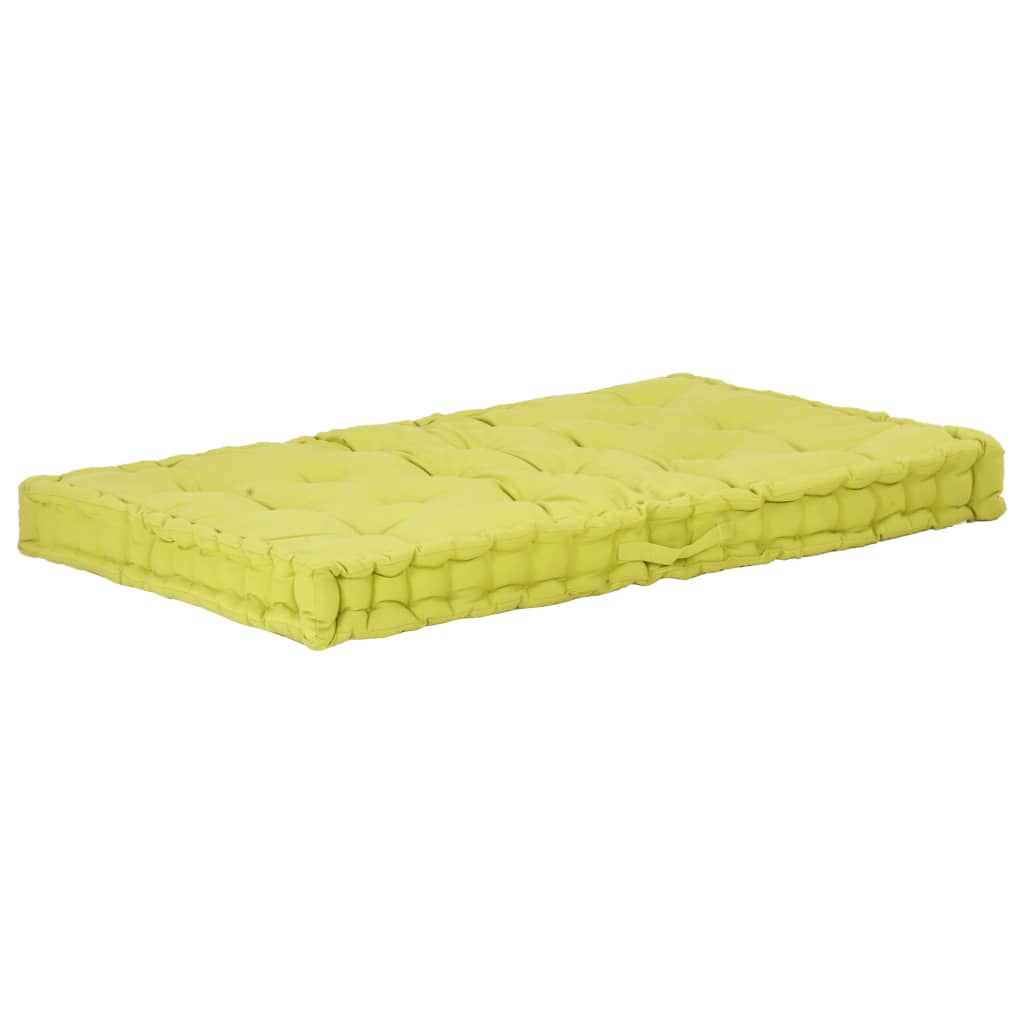 Coussin de plancher de palette Coton 120x80x10 cm Vert