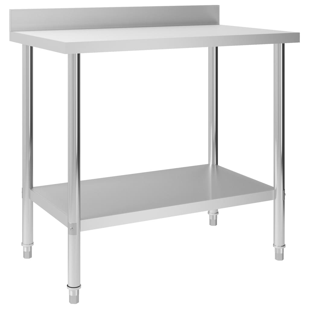 Table de travail de cuisine avec dosseret 100x60x93 cm Inox