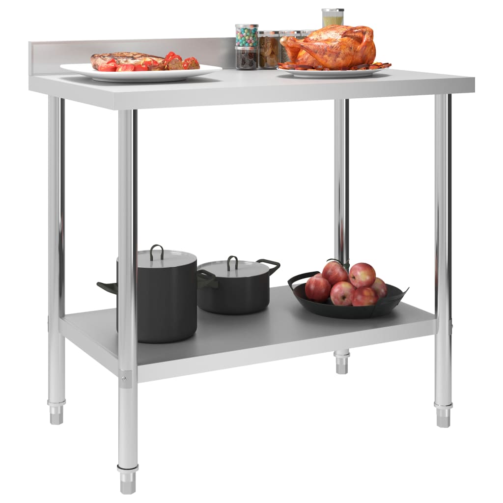 Table de travail de cuisine avec dosseret 100x60x93 cm Inox