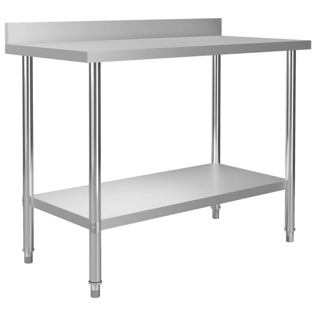 Table de travail de cuisine avec dosseret 120x60x93 cm Inox