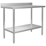 Table de travail de cuisine avec dosseret 120x60x93 cm Inox