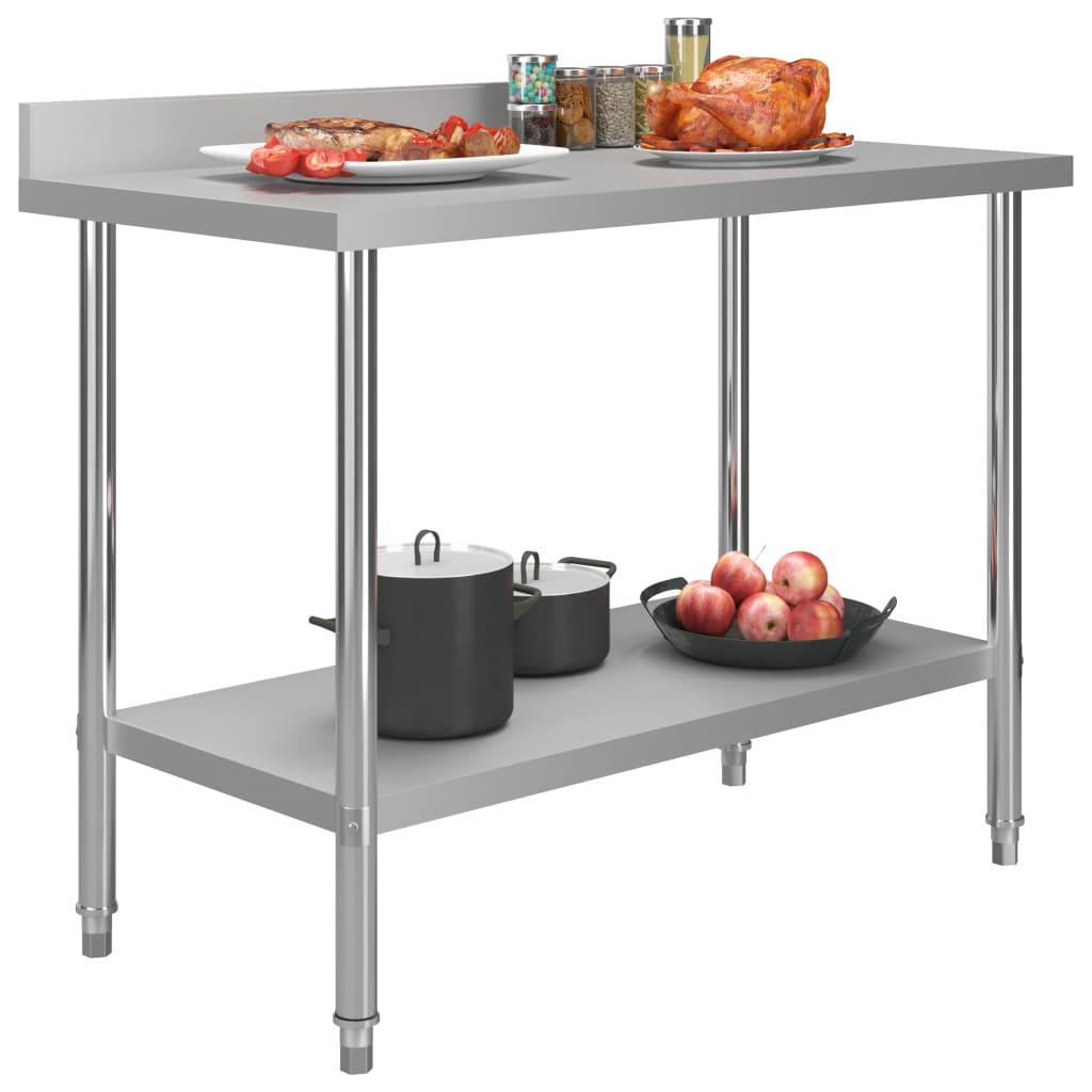 Table de travail de cuisine avec dosseret 120x60x93 cm Inox