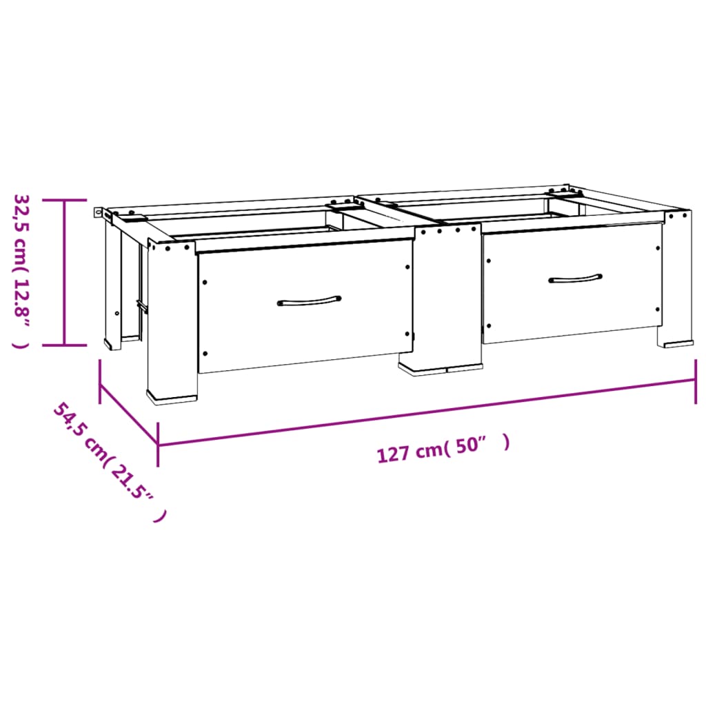 Socle double pour lave-linge et sèche-linge avec tiroirs Blanc