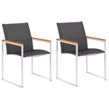 Chaises de jardin lot de 2 Textilène et acier inoxydable Gris