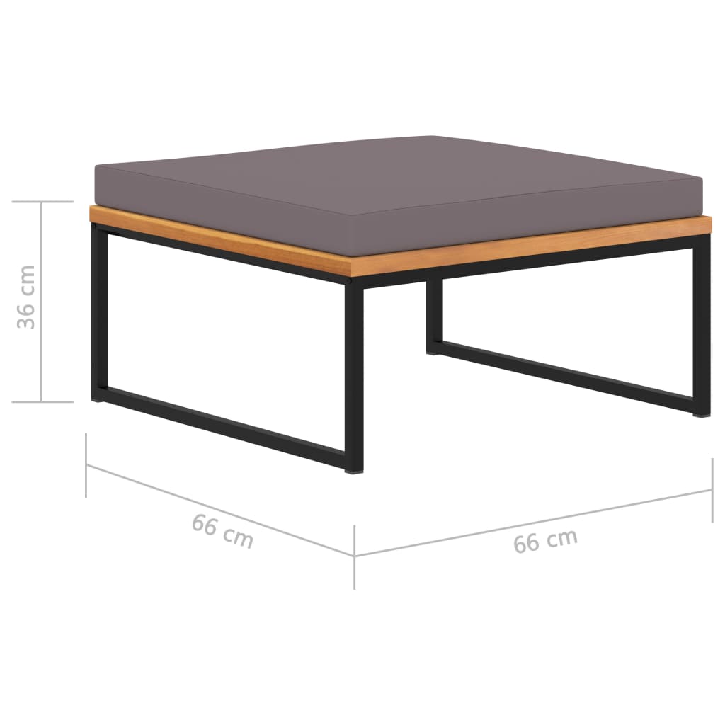 Fußhocker mit Kissen 66x66x36 cm Akazienholz Dunkelgrau