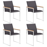 Chaises de jardin lot de 4 Textilène et acier inoxydable Gris