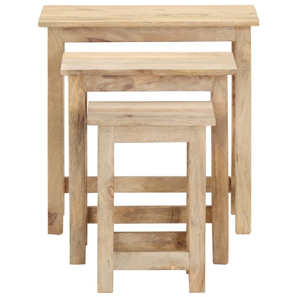 Tables gigognes 3 pcs Bois solide de manguier