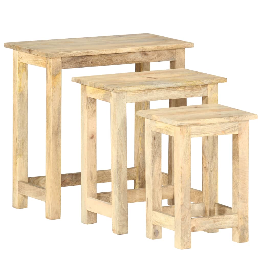 Tables gigognes 3 pcs Bois solide de manguier