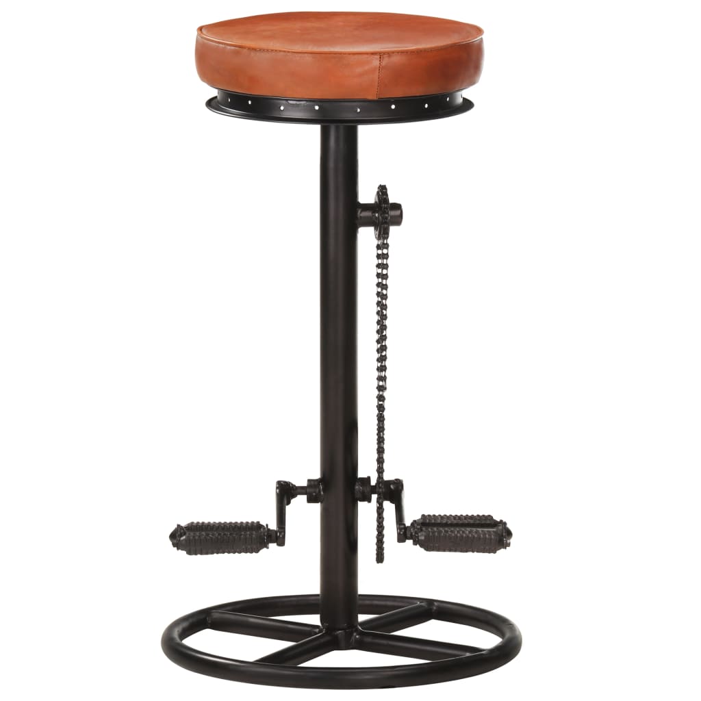 Tabourets de bar lot de 2 noir/marron cuir véritable de chèvre