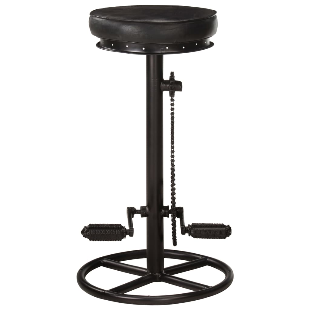 Tabourets de bar lot de 2 noir cuir véritable de chèvre