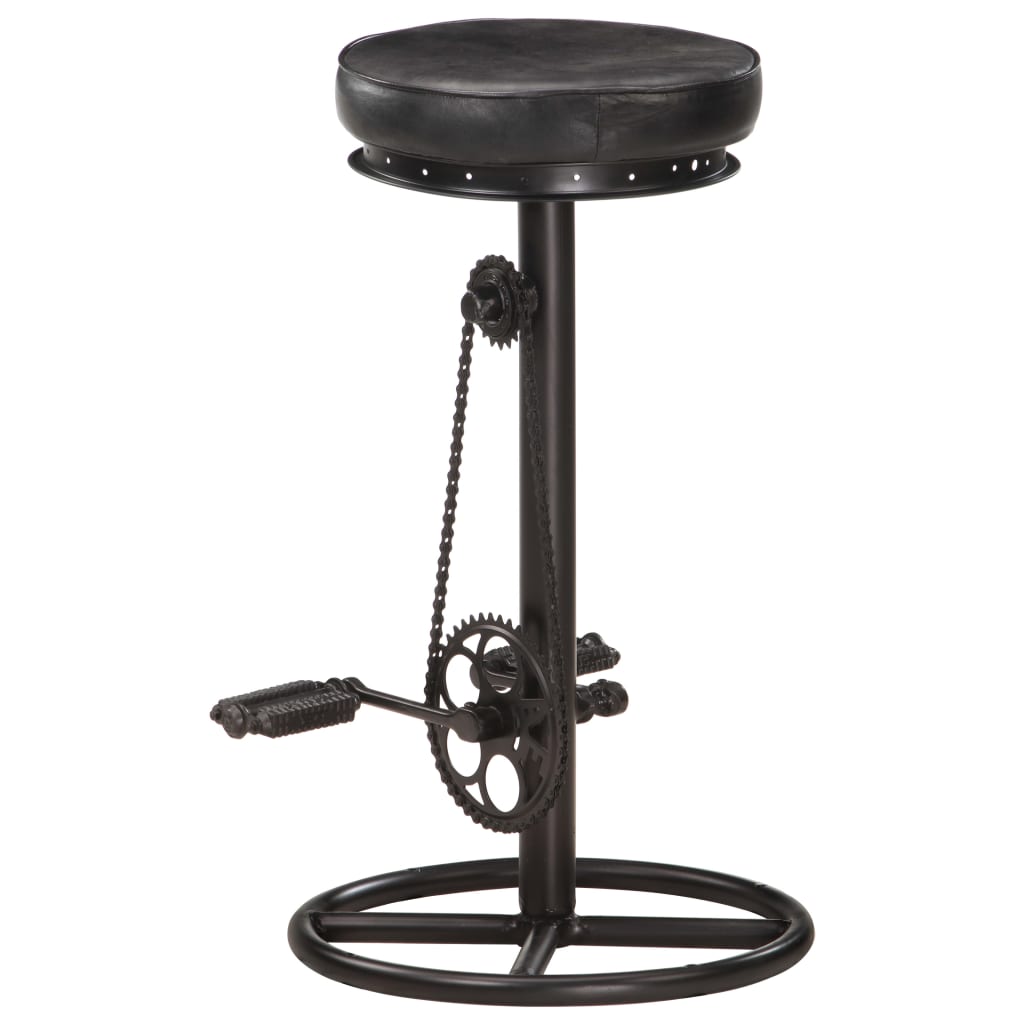 Tabourets de bar lot de 2 noir cuir véritable de chèvre