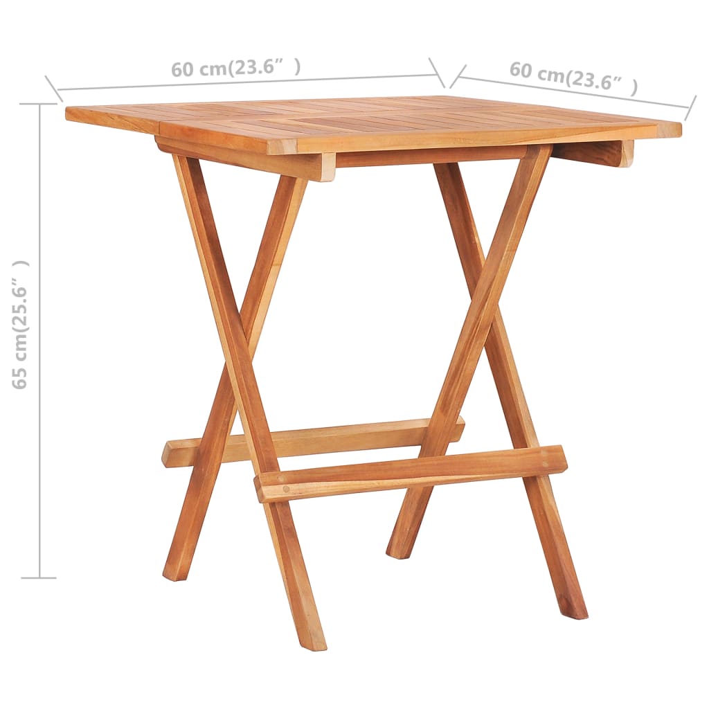 Table de bistro pliable 60x60x65 cm Bois de teck solide